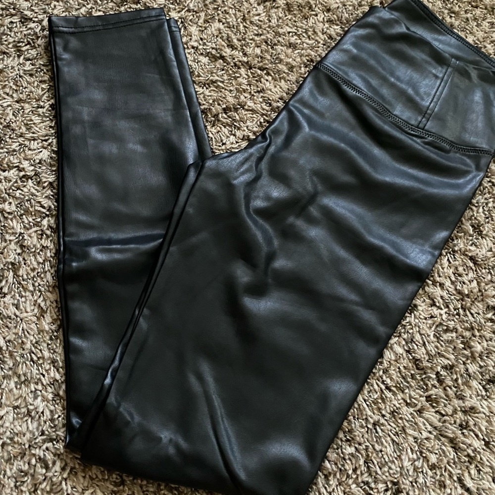 High waist leather pants